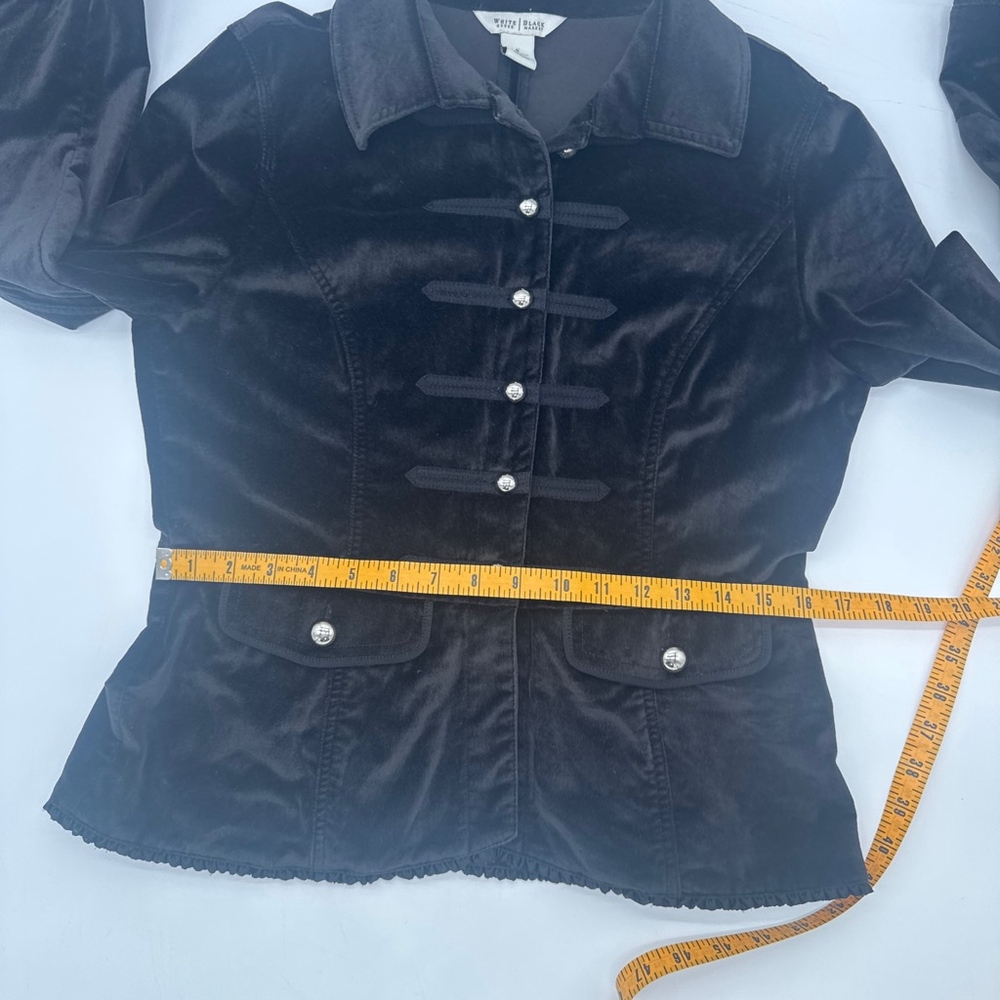 WHITE HOUSE BLACK MARKET Black Velvet Military Blazer Size 8 - Picture 7 of 9